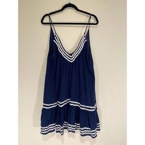 9seed Navy Blue Resort Dress with White Trim 100% Cotton